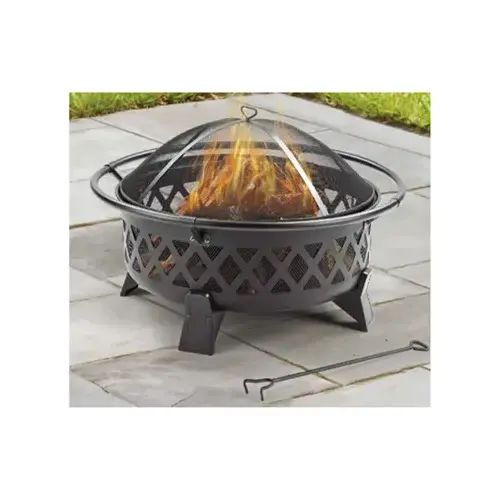 Lattice Fire Pit, Steel Legs, 35 x 35 x 22-In.