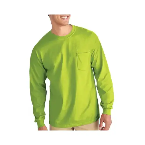 Pocket T-Shirt, Long Sleeve, Safety Green, Medium Pocket T-Shirt, Long Sleeve, Safety Green, Medium
