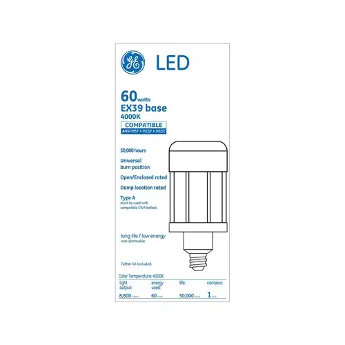 LED Light Bulb, Clear, 8,800 Lumens, 60-Watts LED Light Bulb, Clear, 8,800 Lumens, 60-Watts
