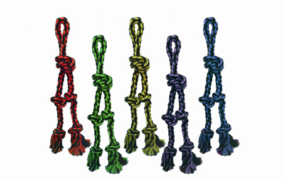 Multipet 29517 Nuts for Knots Dog Toy, Rope Tug with 2 Danglers 15-in.