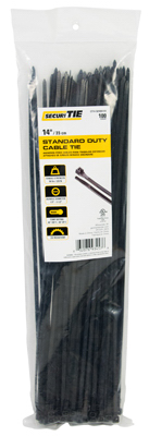 ECM INDUSTRIES LLC CT14-50100UVB Standard Duty Cable Tie, UV Black, 14-In - pack of 100