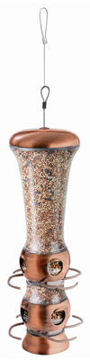 Perky-Pet 112-4 Wild Bird Feeder, 15-1/2 in H, 3.5 lb, Plastic, Clear, Copper, Hanging Mounting
