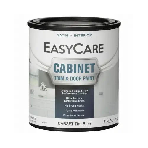 Cabinet Door & Trim Paint, Satin Finish, Tint Base, Acrylic Polyurethane, Qt. Cabinet Door & Trim Paint, Satin Finish, Tint Base, Acrylic Polyurethane, Qt.