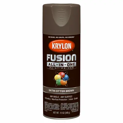 KRYLON DIVERSIFIED BRANDS Fusion All-In-One Spray Paint + Primer Satin Otter Brown 12-oz. - pack of 6 K02795007-XCP6