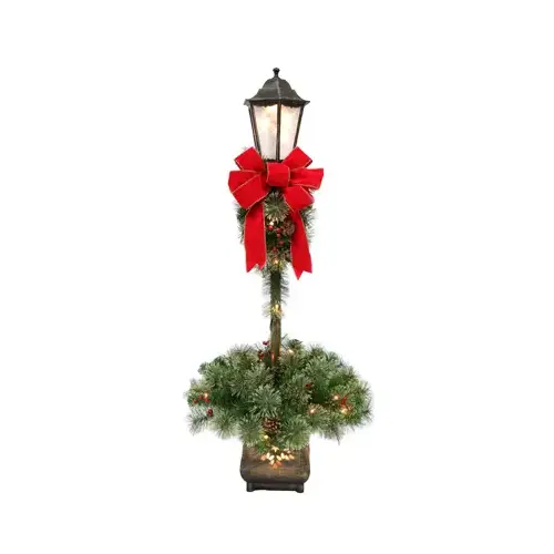 Christmas Lamp Post With PVC Greenery, Pre-Lit, 4-Ft. Christmas Lamp Post With PVC Greenery, Pre-Lit, 4-Ft.