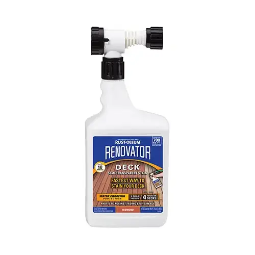 Renovator Deck Stain, Semi-Transparent, Hose Mount, Redwood, 56-oz. Renovator Deck Stain, Semi-Transparent, Hose Mount, Redwood, 56-oz.