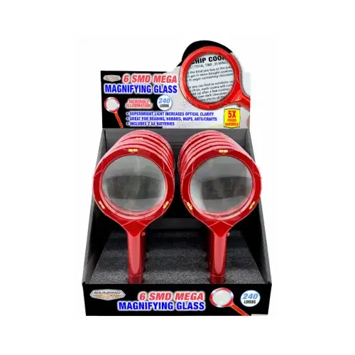 6 SMD Mega Magnifying Glass, 240 Lumens - pack of 12 6 SMD Mega Magnifying Glass, 240 Lumens - pack of 12