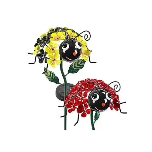 LED Solar Garden Stake Light, Bumble Bee & Ladybug, Acrylic & Metal LED Solar Garden Stake Light, Bumble Bee & Ladybug, Acrylic & Metal