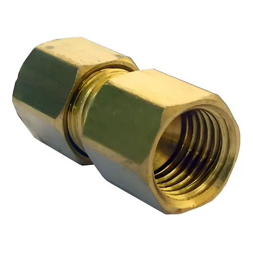 1/4" Female Flare X 1/4" Compression Brass Adapter, Brass Material, 3.75" Height, 1.90" Width, 1.05" Length