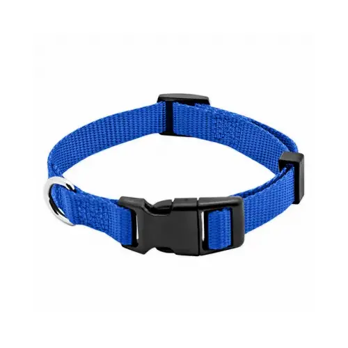 Dog Collar, Adjustable, Blue Nylon, Quadlock Buckle, 5/8 x 10 to 16-In. Dog Collar, Adjustable, Blue Nylon, Quadlock Buckle, 5/8 x 10 to 16-In.