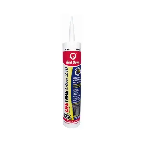 Lifetime Acrylic Sealant, White, 40 to 90 deg F, 10.1 fl-oz Cartridge