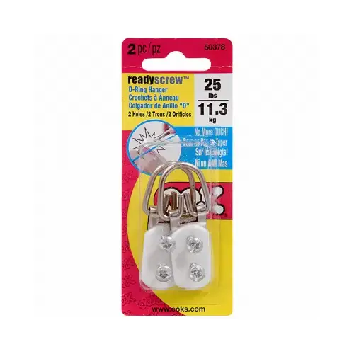 Ready Screw D-Ring Hanger, 2 Hole, Brass-Plated Pair Ready Screw D-Ring Hanger, 2 Hole, Brass-Plated Pair