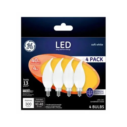 LED Decorative Light Bulb, Frosted, 4-Watts - pack of 4 LED Decorative Light Bulb, Frosted, 4-Watts - pack of 4