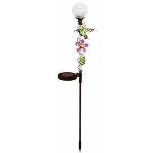 HEADWIND CONSUMER PRODUCTS 830-1430 Solar Stake Light, Color-Changing Ball With Hummingbird