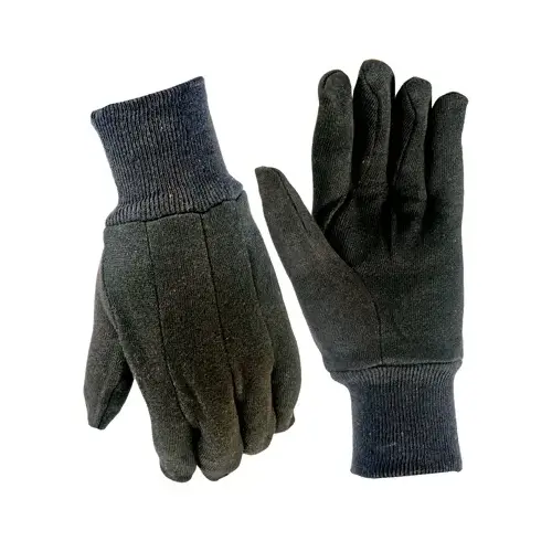 Cotton Jersey Gloves, Brown, Men's L - pack of 6 Cotton Jersey Gloves, Brown, Men's L - pack of 6