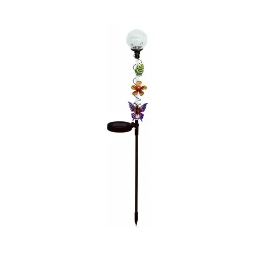 Solar Stake Light, Color-Changing Ball With Butterfly Solar Stake Light, Color-Changing Ball With Butterfly