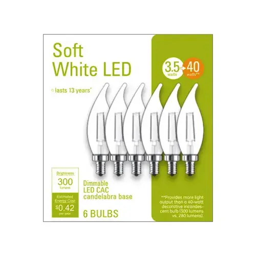LED Deco Light Bulb, Soft White, Candelabra Base, 4-Watts - pack of 36 LED Deco Light Bulb, Soft White, Candelabra Base, 4-Watts - pack of 36