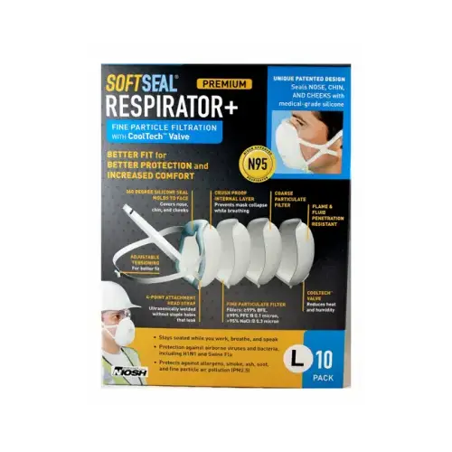 N95 Valve Dust Masks, L - pack of 10 N95 Valve Dust Masks, L - pack of 10