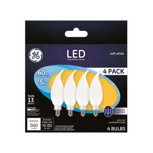 LED Decorative Light Bulb, Frosted, 5-Watts, 4-Pk. LED Decorative Light Bulb, Frosted, 5-Watts, 4-Pk.