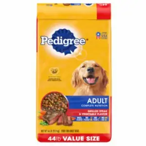 Pedigree 14342 Dry Dog Food, Adult Complete Nutrition Grilled Steak & Vegetable, 44-Lbs.