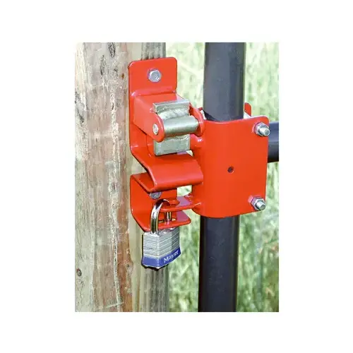Gate Latch, 1-Way, Lockable, Steel, Red, For: 1-5/8 to 2 in OD Round Tube Gate Gate Latch, 1-Way, Lockable, Steel, Red, For: 1-5/8 to 2 in OD Round Tube Gate