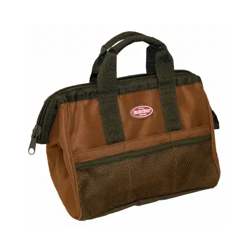 Professional Series Gatemouth Tool Bag, 13 in W, 8 in D, 10 in H, 6-Pocket, Poly Ripstop Fabric Brown Professional Series Gatemouth Tool Bag, 13 in W, 8 in D, 10 in H, 6-Pocket, Poly Ripstop Fabric Brown