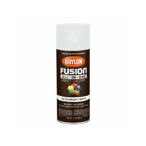 Fusion All-In-One Spray Paint + Primer, Satin Bright White, 12-oz. Fusion All-In-One Spray Paint + Primer, Satin Bright White, 12-oz.