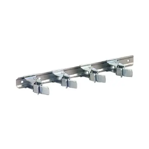Tool Storage Clip Bar, 4-Compartment, Steel Material, 11" Length, 4-Compartment Design, Zinc-Plated Finish Tool Storage Clip Bar, 4-Compartment, Steel Material, 11" Length, 4-Compartment Design, Zinc-Plated Finish