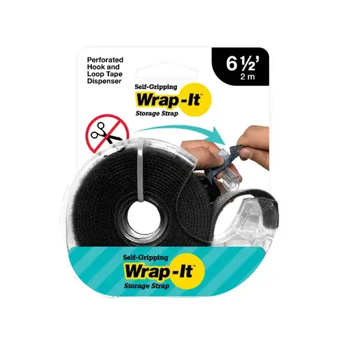 Self-Gripping Storage Strap Tape Roll, Black, 6.5-Ft. Self-Gripping Storage Strap Tape Roll, Black, 6.5-Ft.