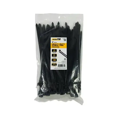 Heavy Duty Cable Tie, UV Black, 8-In - pack of 100 Heavy Duty Cable Tie, UV Black, 8-In - pack of 100