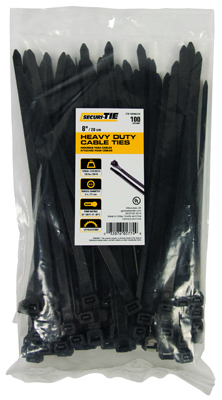 ECM INDUSTRIES LLC CT8-120100UVB Heavy Duty Cable Tie, UV Black, 8-In - pack of 100