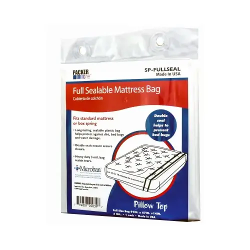 Sealable Microban Full Mattress Bag, 91 x 54 x 10-In. Sealable Microban Full Mattress Bag, 91 x 54 x 10-In.