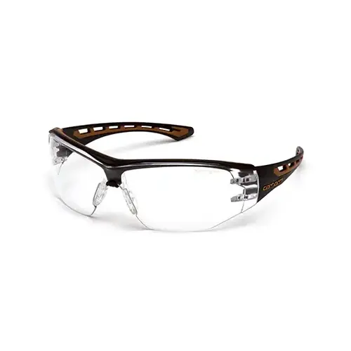 Easley Safety Glasses, Clear Anti-Fog Lens, Black/Tan Frame Easley Safety Glasses, Clear Anti-Fog Lens, Black/Tan Frame