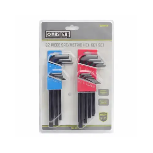 Hex-L Key Set, Long Arm, SAE & Metric, 22-Pc. Hex-L Key Set, Long Arm, SAE & Metric, 22-Pc.