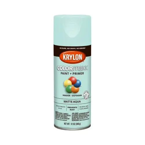 COLORmaxx Spray Paint, Matte, Aqua, 12 oz, Aerosol Can COLORmaxx Spray Paint, Matte, Aqua, 12 oz, Aerosol Can