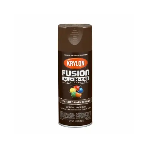 Fusion Primer and Spray Paint, Textured, Dark Bronze, 12 oz, Aerosol Can Fusion Primer and Spray Paint, Textured, Dark Bronze, 12 oz, Aerosol Can