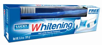DELTA BRANDS INC. Toothpaste + Bonus Toothbrush Whitening Anti-Cavity Fluoride 6.4-oz. 10687-24