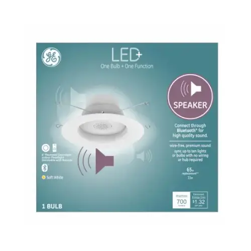 LED+ Recessed Bulb With Integrated Speaker, Frosted Soft White, 700 Lumens, 9-Watts