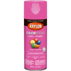 KRYLON DIVERSIFIED BRANDS K05528007 COLORmaxx Spray Paint + Primer, Gloss Mambo Pink, 12-oz.