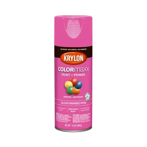 COLORmaxx Spray Paint + Primer, Gloss Mambo Pink, 12-oz.