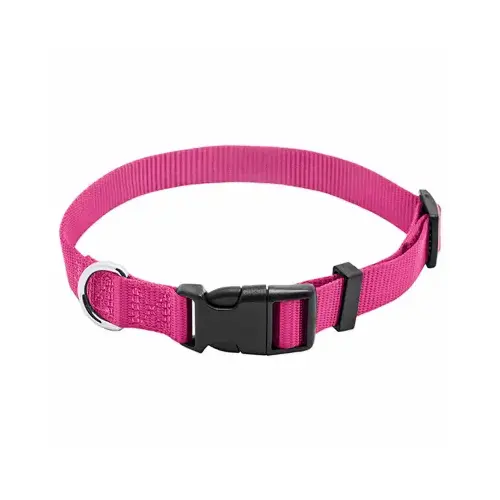 Pet Expert Adjustable Nylon Dog Collar, Pink, 5/8 x 10-16 In. - pack of 3 Pet Expert Adjustable Nylon Dog Collar, Pink, 5/8 x 10-16 In. - pack of 3