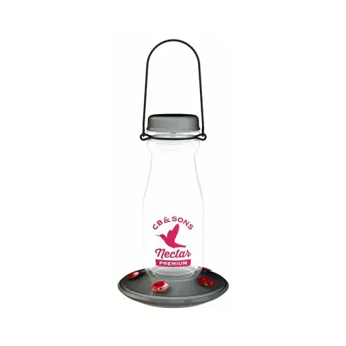 Hummingbird Feeder, Vintage Bottle, 18-oz. Pewter/Red Hummingbird Feeder, Vintage Bottle, 18-oz. Pewter/Red