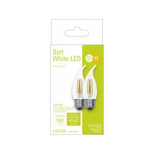 LED Light Bulbs, Soft White, Clear, 300 Lumens, 3.5-Watts Pair LED Light Bulbs, Soft White, Clear, 300 Lumens, 3.5-Watts Pair