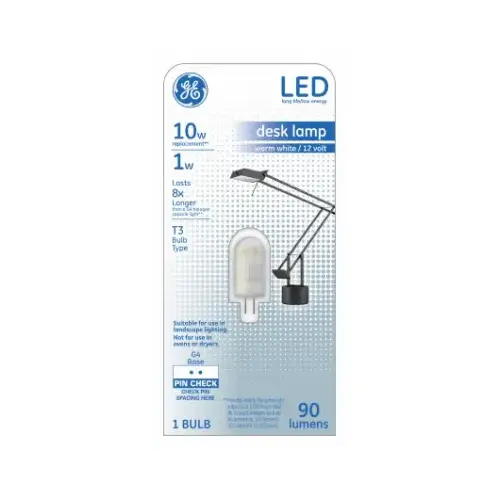 LED Light Bulb, T3, Warm White, Frosted, Non-Dimmable, 90 Lumens, 1-Watts LED Light Bulb, T3, Warm White, Frosted, Non-Dimmable, 90 Lumens, 1-Watts