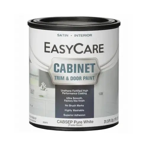 Cabinet Door & Trim Paint, Satin Finish, White/Pastel Base, Acrylic Polyurethane, Qt. Cabinet Door & Trim Paint, Satin Finish, White/Pastel Base, Acrylic Polyurethane, Qt.