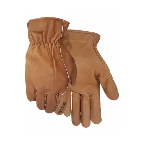 Leather Work Gloves, Premium Chocolate Cowhide, Men's M