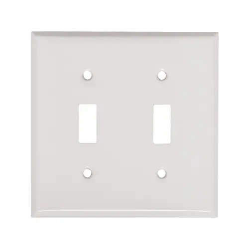Steel Wall Plate, 2-Gang, 2-Toggle Opening, White Steel Wall Plate, 2-Gang, 2-Toggle Opening, White