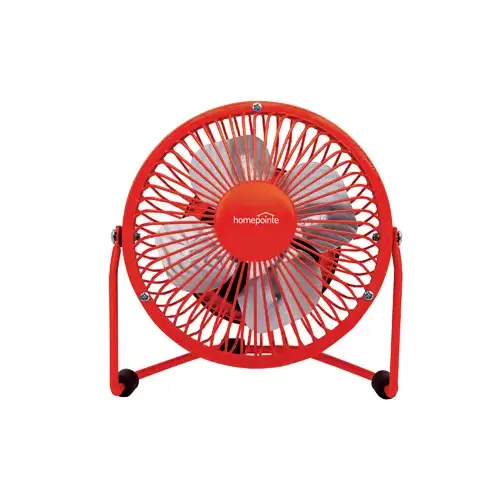 High-Velocity Personal Fan, Dual USB/120-Volt, Red, 4-In. High-Velocity Personal Fan, Dual USB/120-Volt, Red, 4-In.