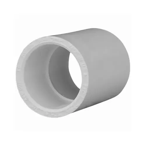 Schedule 40 PVC Pressure Coupling, White PVC, 1-1/2-In. Schedule 40 PVC Pressure Coupling, White PVC, 1-1/2-In.