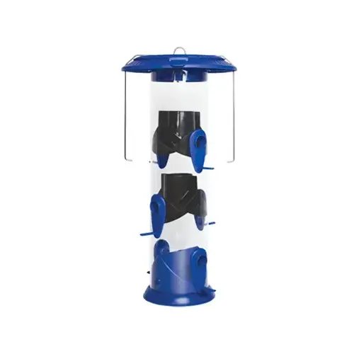 Wide Funnel Flip-Top Tube Bird Feeder Blue